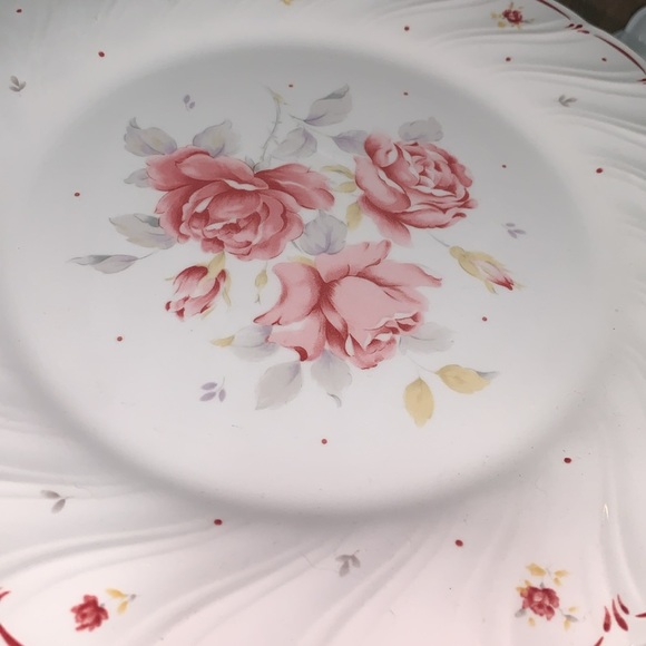 16 PC Vintage Dinner Plate /Mugs/Saucers Roses Floral & a Hot Pink Display Rack - Picture 7 of 17